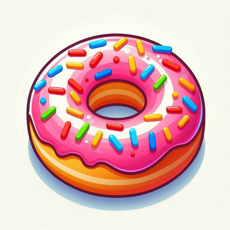 Donut with colorful sprinkles. Vector illustration of donut.のイラスト素材