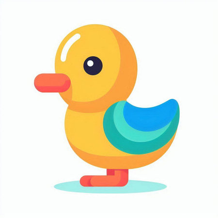 Cute yellow rubber duck isolated on white background. Vector illustration.のイラスト素材