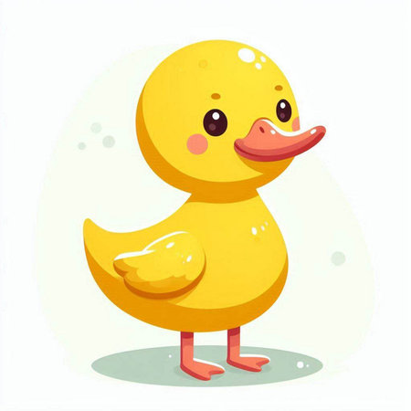 Cute yellow rubber duckling. Vector illustration isolated on white background.のイラスト素材