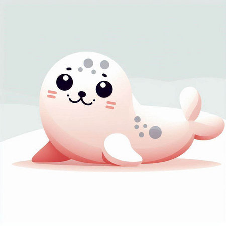 Cute seal on the snow, vector illustration, eps10のイラスト素材