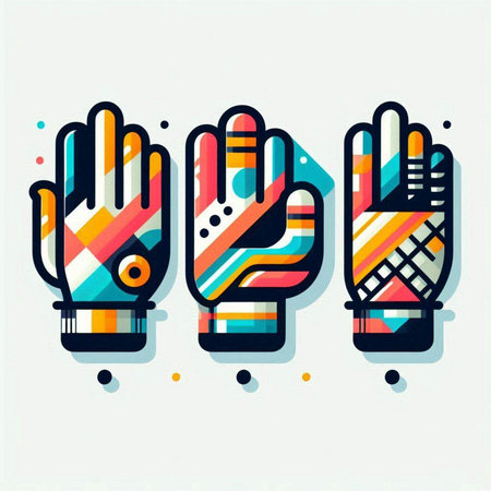 Colorful hand icon set, vector illustration in flat linear style.のイラスト素材