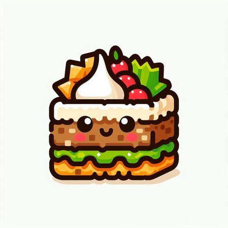 Cute cake vector illustration. Cute kawaii cake icon.のイラスト素材