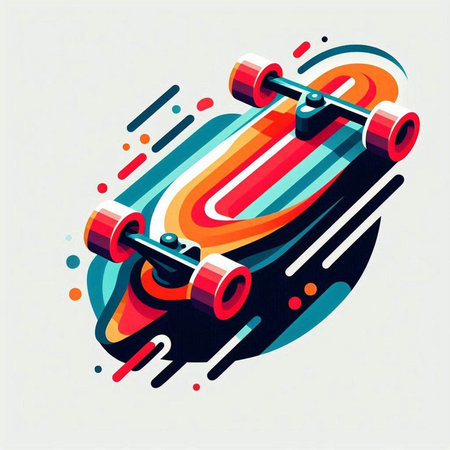 Skateboard. Colorful vector illustration in isometric style.のイラスト素材