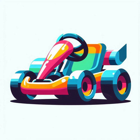 Colorful futuristic car with wheels. Vector illustration. Eps 10.のイラスト素材