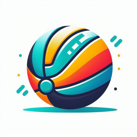 Volleyball ball icon. Colorful vector illustration on white background.のイラスト素材