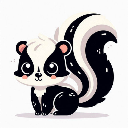 Cute skunk. Hand drawn vector illustration in cartoon style.のイラスト素材