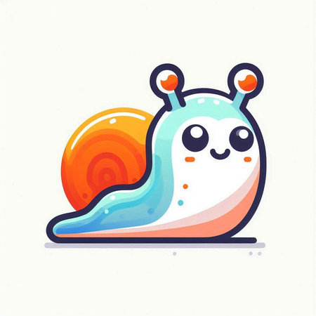 Cute cartoon snail character with eyes and mouth. Vector illustration.のイラスト素材