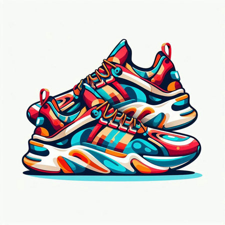 Colorful sneakers on a white background. Vector illustration of sneakers.のイラスト素材