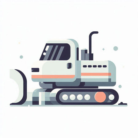 Bulldozer flat vector illustration on white background. Heavy construction equipment.のイラスト素材