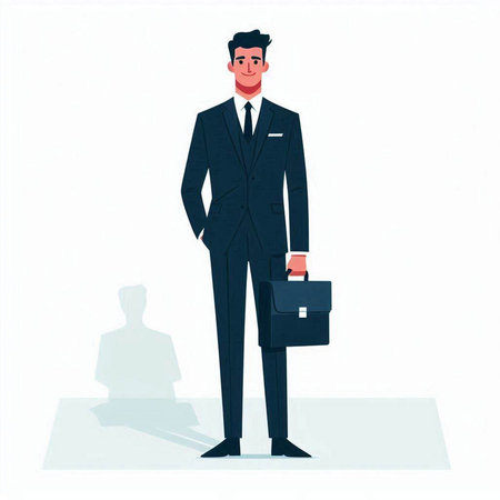 Businessman with briefcase. Vector illustration in a flat style.のイラスト素材