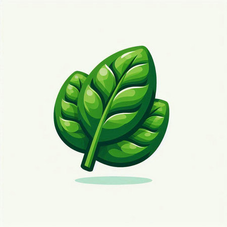 Green leaf icon isolated on white background. Vector illustration. Eps 10.のイラスト素材
