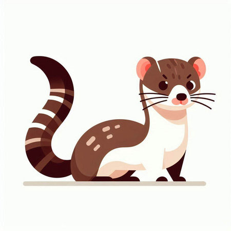 Cute ferret on white background. Vector illustration in cartoon style.のイラスト素材