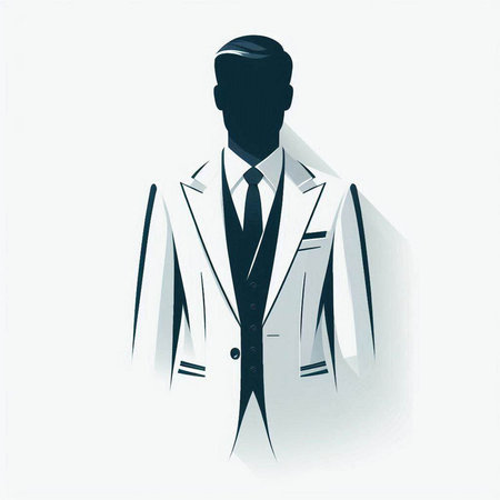 Silhouette of a man in a suit. Vector illustration.のイラスト素材