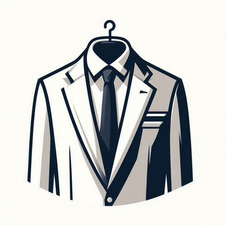 Tuxedo and tie on a hanger. Vector illustration.のイラスト素材