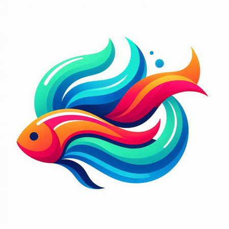 Colorful fish logo on white background. Isolated vector illustration.のイラスト素材