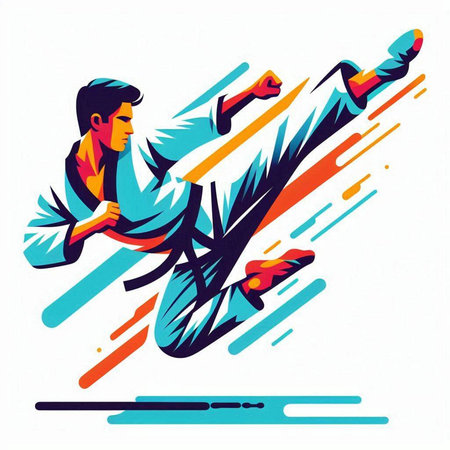 Vector illustration of a young man jumping in the air. Sport concept.のイラスト素材