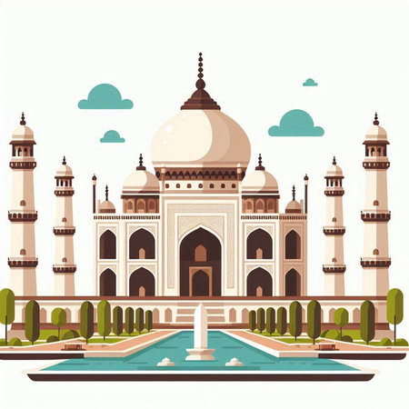 Taj Mahal in Agra, Uttar Pradesh, India.のイラスト素材