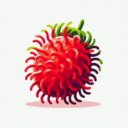 Red rambutan fruit isolated on white background. Vector illustration.のイラスト素材