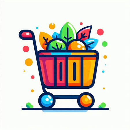 Shopping cart filled outline icon, colorful vector sign, eps 10.のイラスト素材