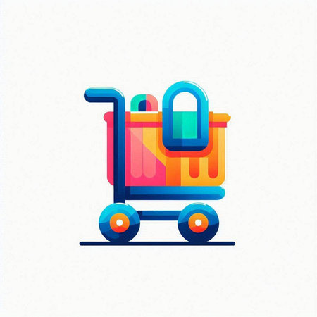 Colorful shopping cart icon isolated on white background. Vector illustration.のイラスト素材
