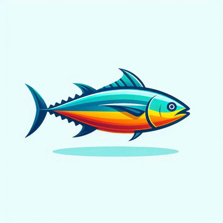 Tuna fish logo icon vector design. Seafood logotype.のイラスト素材