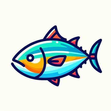 Tuna fish icon. Vector illustration. Isolated on white background.のイラスト素材