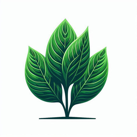 Green leaves vector icon isolated on white background. Vector Illustration.のイラスト素材