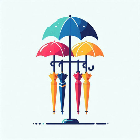 Umbrella and umbrellas. Vector illustration in flat style.のイラスト素材