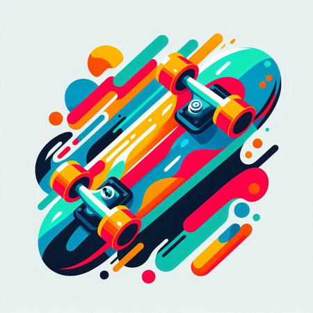 Skateboard on colorful abstract background. Vector illustration. Eps 10のイラスト素材