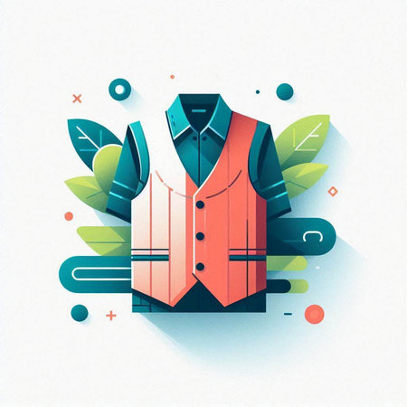 Colorful shirt and vest. Fashion concept. Vector Illustration.のイラスト素材