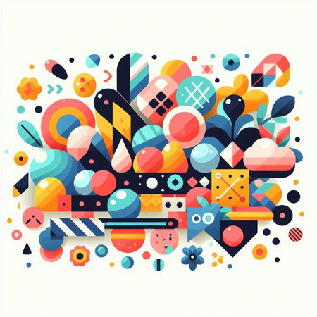 Colorful abstract background with geometric shapes and figures. Vector illustration.のイラスト素材