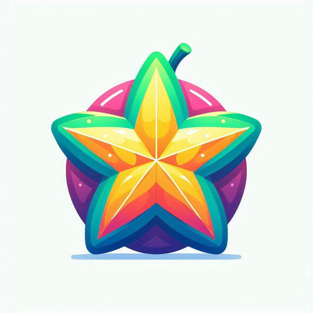 Colorful star fruit icon. Cartoon illustration of colorful star fruit icon for web designのイラスト素材