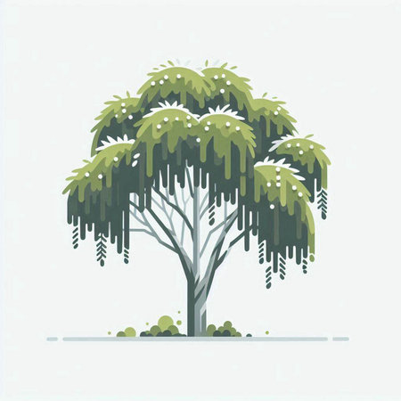 Tree with snow on its branches. Vector illustration. Eps 10.のイラスト素材