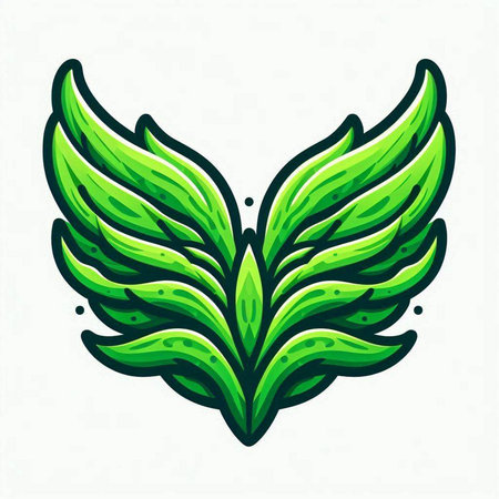 Illustration of green leaves in the shape of a bird isolated on a white backgroundのイラスト素材