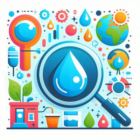 Flat design vector illustration concept of water drop in search engine optimization.のイラスト素材