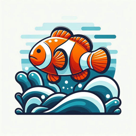 Cartoon clown fish in the sea. Vector illustration for your designのイラスト素材