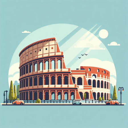 Colosseum in Rome, Italy. Vector illustration in flat styleのイラスト素材