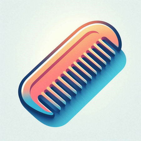 Comb icon. 3d illustration. Blue and orange glossy icon.のイラスト素材