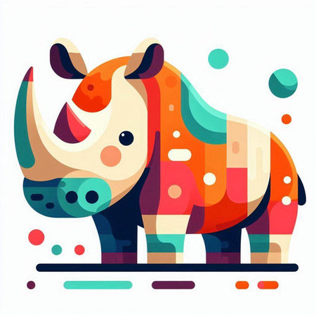 Colorful rhinoceros isolated on white background. Vector illustration.のイラスト素材