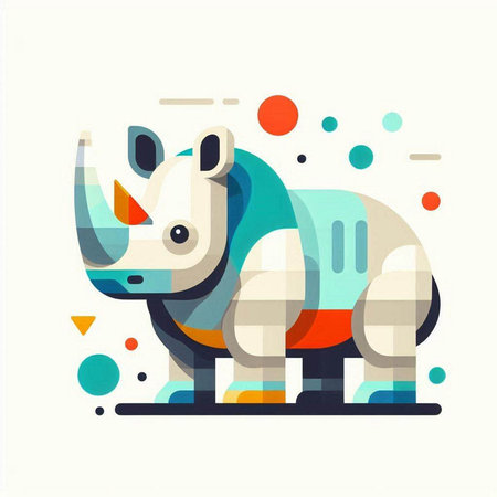 Colorful rhinoceros abstract geometric background. Vector illustration.のイラスト素材