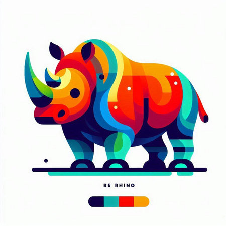 Rhinoceros. Colorful modern design. Vector illustration.のイラスト素材