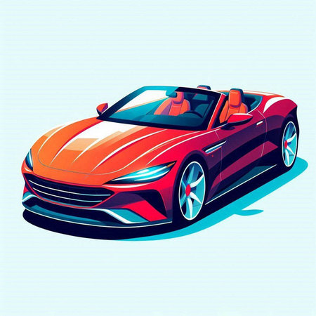 Sport car on blue background. Vector illustration of a sports car.のイラスト素材