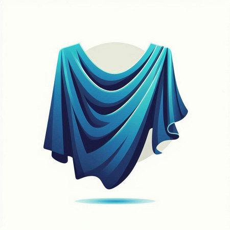 blue fabric folded on a white background, vector illustration, eps10のイラスト素材
