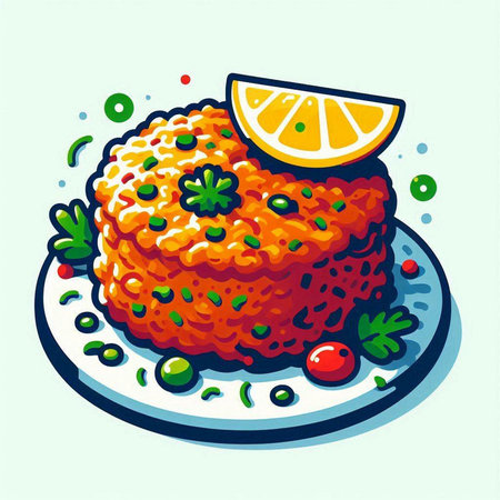 Salmon tartare on a plate. Vector illustration in cartoon styleのイラスト素材
