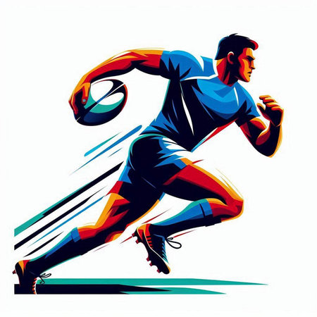 Rugby player in action, vector illustration eps 10.のイラスト素材