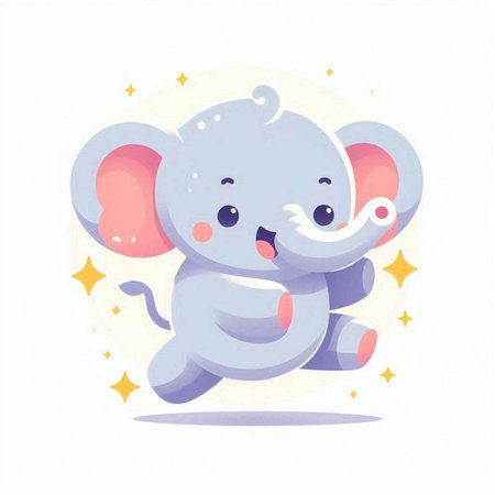 Cute cartoon elephant. Vector illustration of a cute baby elephant.のイラスト素材