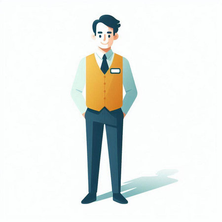 Businessman in a suit. Vector illustration in flat cartoon style.のイラスト素材