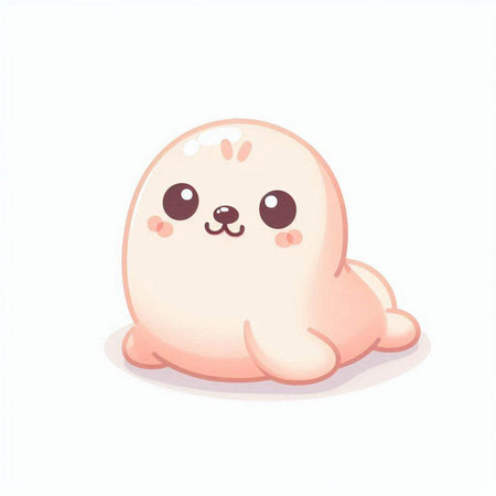 Cute cartoon baby seal. Vector illustration isolated on white background.のイラスト素材