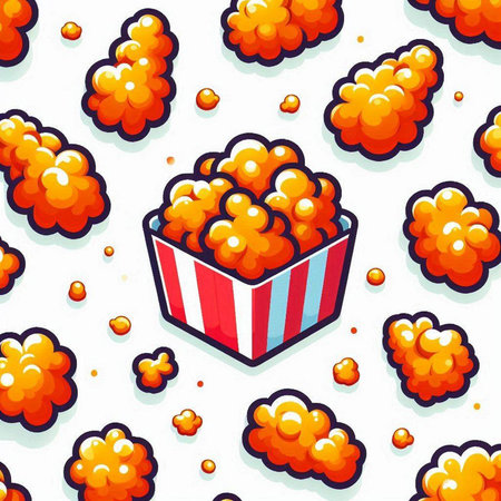 Popcorn seamless pattern. Popcorn background. Popcorn vector illustration.のイラスト素材