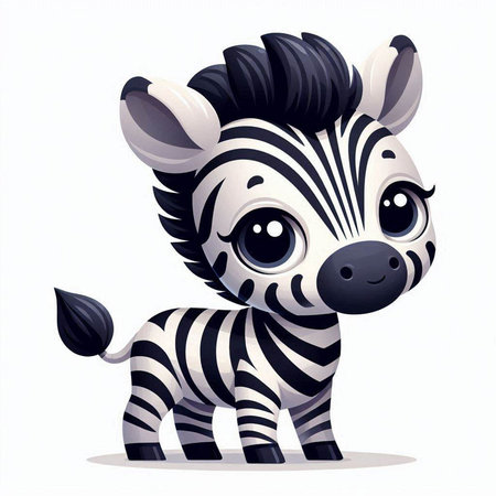 Cute cartoon zebra on a white background. Vector illustration.のイラスト素材